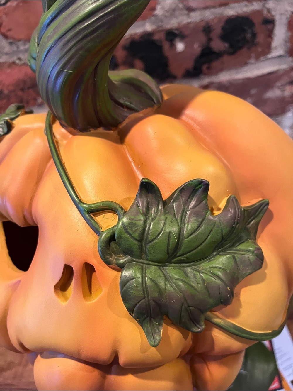 Whimsical Orange Pumpkin Figurine with Pink Accent - Picture 3 of 14